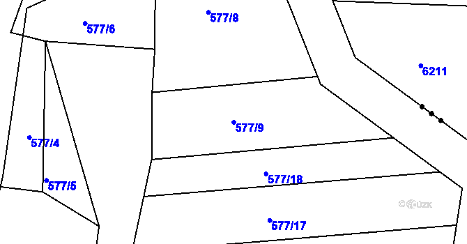Parcela st. 577/9 v KÚ Radostice u Brna, Katastrální mapa