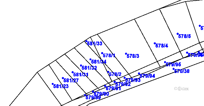 Parcela st. 578/1 v KÚ Radostice u Brna, Katastrální mapa