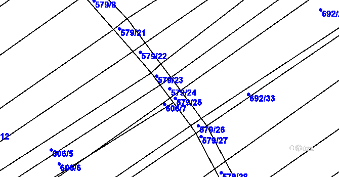 Parcela st. 579/24 v KÚ Radostice u Brna, Katastrální mapa