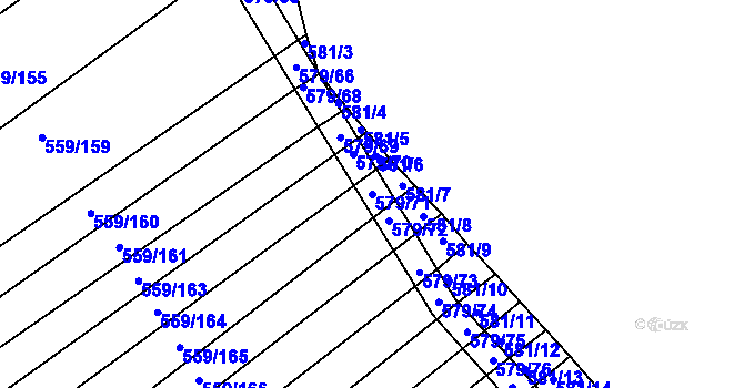 Parcela st. 579/71 v KÚ Radostice u Brna, Katastrální mapa
