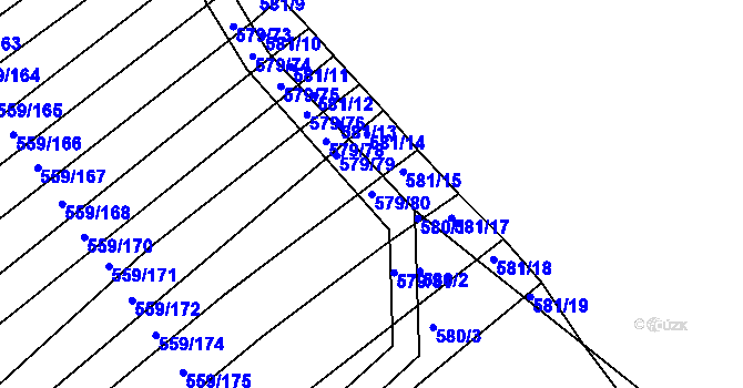 Parcela st. 579/80 v KÚ Radostice u Brna, Katastrální mapa