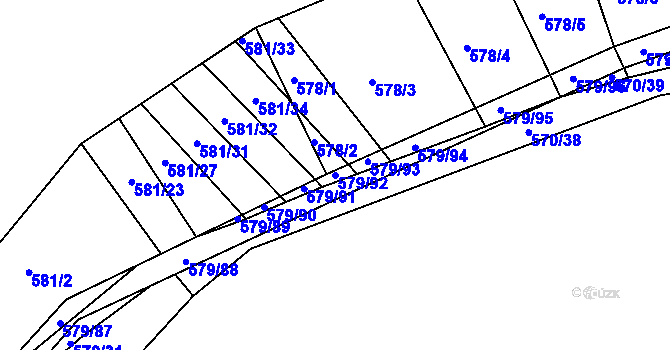 Parcela st. 579/92 v KÚ Radostice u Brna, Katastrální mapa