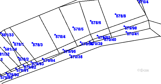 Parcela st. 579/96 v KÚ Radostice u Brna, Katastrální mapa