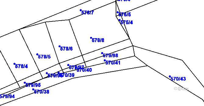 Parcela st. 579/98 v KÚ Radostice u Brna, Katastrální mapa