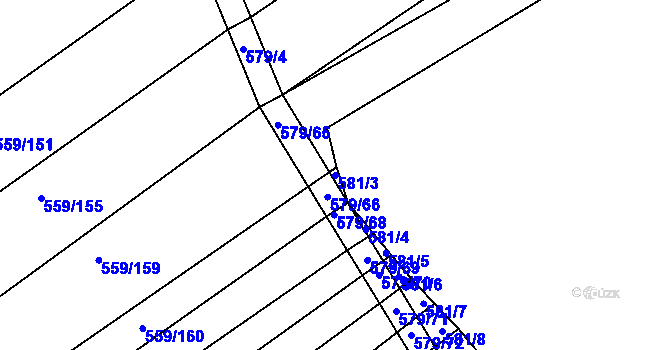 Parcela st. 581/3 v KÚ Radostice u Brna, Katastrální mapa