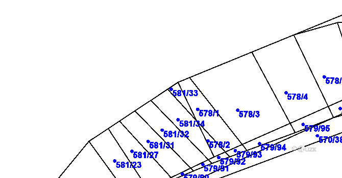 Parcela st. 581/33 v KÚ Radostice u Brna, Katastrální mapa