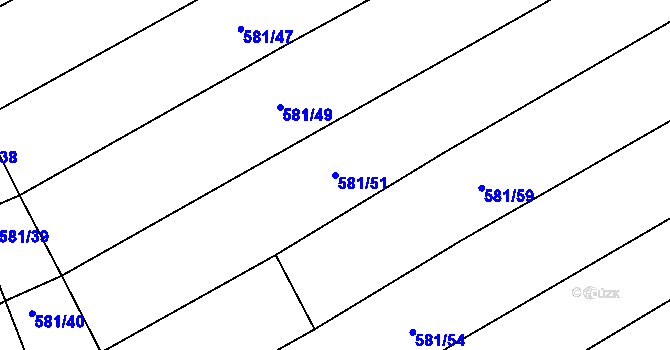 Parcela st. 581/51 v KÚ Radostice u Brna, Katastrální mapa