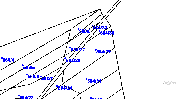 Parcela st. 584/29 v KÚ Radostice u Brna, Katastrální mapa