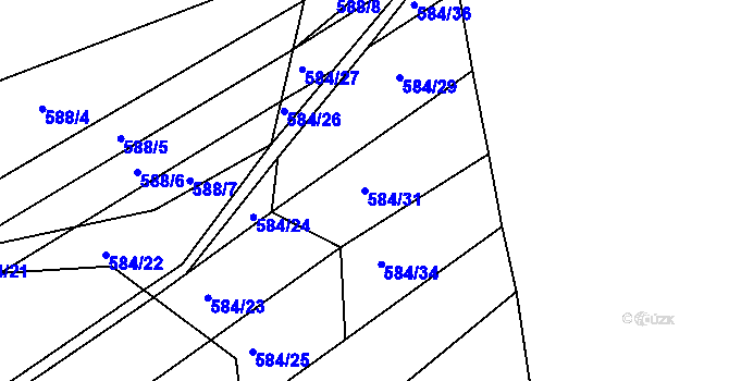 Parcela st. 584/31 v KÚ Radostice u Brna, Katastrální mapa