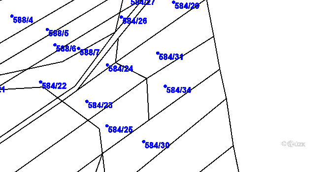 Parcela st. 584/34 v KÚ Radostice u Brna, Katastrální mapa