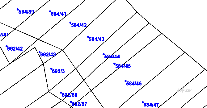 Parcela st. 584/44 v KÚ Radostice u Brna, Katastrální mapa