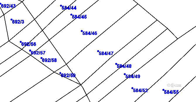 Parcela st. 584/47 v KÚ Radostice u Brna, Katastrální mapa