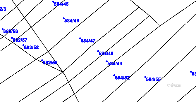 Parcela st. 584/48 v KÚ Radostice u Brna, Katastrální mapa
