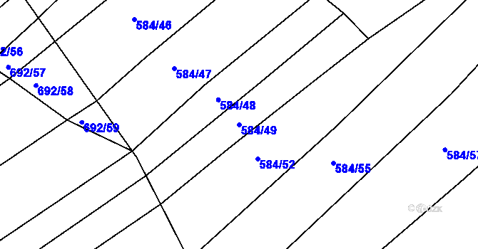 Parcela st. 584/49 v KÚ Radostice u Brna, Katastrální mapa