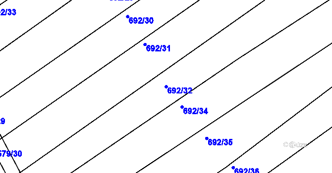 Parcela st. 692/32 v KÚ Radostice u Brna, Katastrální mapa
