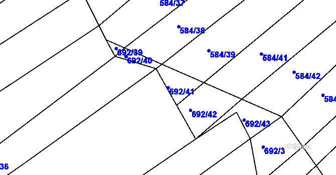 Parcela st. 692/41 v KÚ Radostice u Brna, Katastrální mapa