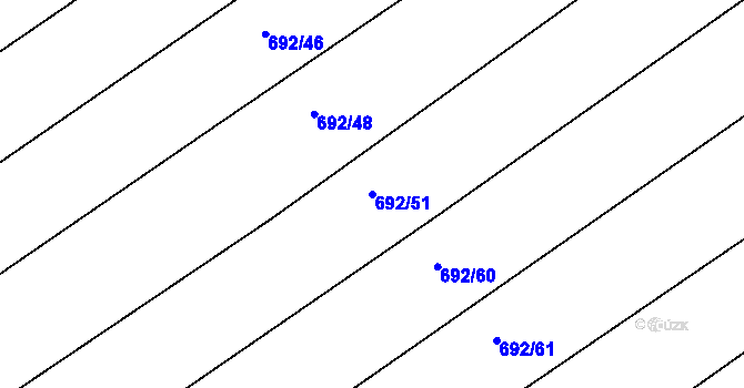 Parcela st. 692/51 v KÚ Radostice u Brna, Katastrální mapa