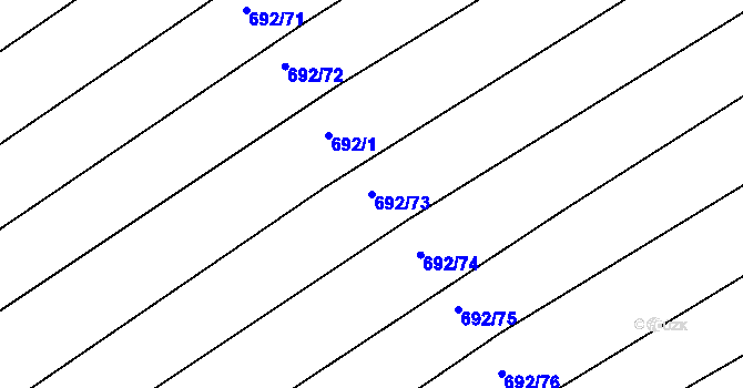 Parcela st. 692/73 v KÚ Radostice u Brna, Katastrální mapa