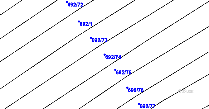 Parcela st. 692/74 v KÚ Radostice u Brna, Katastrální mapa
