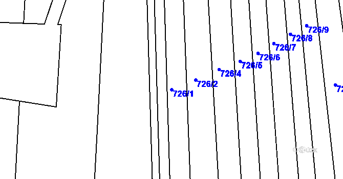Parcela st. 726/1 v KÚ Radostice u Brna, Katastrální mapa