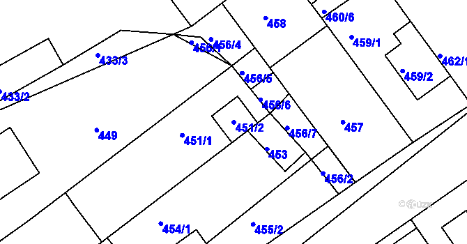 Parcela st. 451/2 v KÚ Radostice u Brna, Katastrální mapa