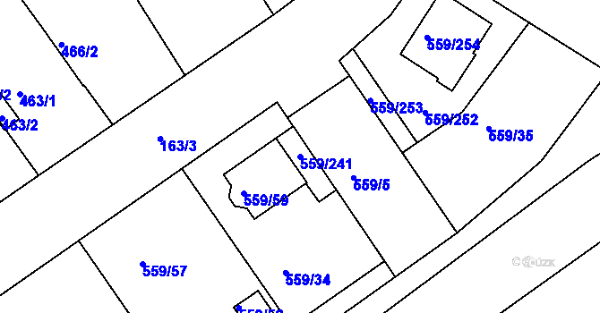 Parcela st. 559/241 v KÚ Radostice u Brna, Katastrální mapa