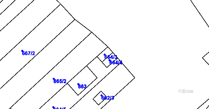Parcela st. 664/3 v KÚ Radostice u Brna, Katastrální mapa