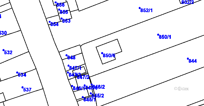 Parcela st. 850/6 v KÚ Radostice u Brna, Katastrální mapa