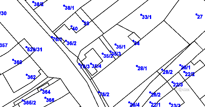 Parcela st. 35/2 v KÚ Radostice u Brna, Katastrální mapa