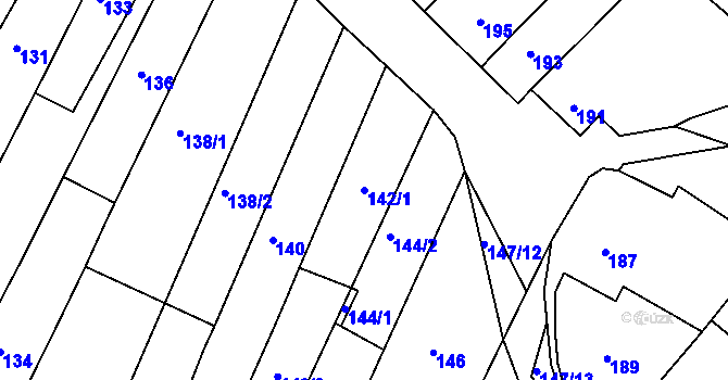 Parcela st. 142/1 v KÚ Radostice u Brna, Katastrální mapa