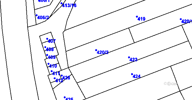 Parcela st. 420/2 v KÚ Radostice u Brna, Katastrální mapa