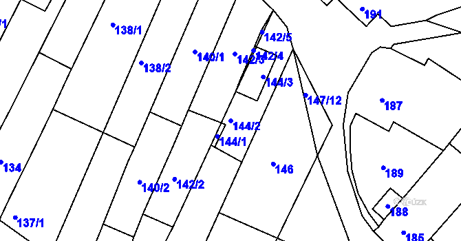 Parcela st. 144/2 v KÚ Radostice u Brna, Katastrální mapa
