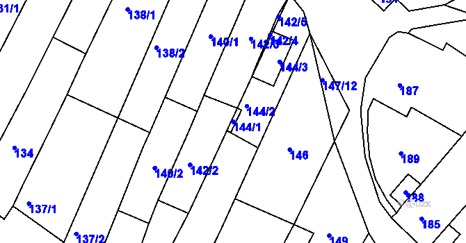 Parcela st. 144/1 v KÚ Radostice u Brna, Katastrální mapa