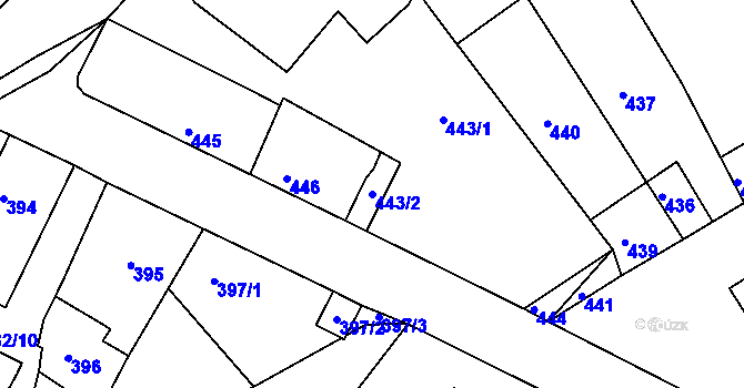 Parcela st. 443/2 v KÚ Radostice u Brna, Katastrální mapa
