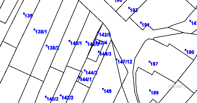 Parcela st. 144/3 v KÚ Radostice u Brna, Katastrální mapa