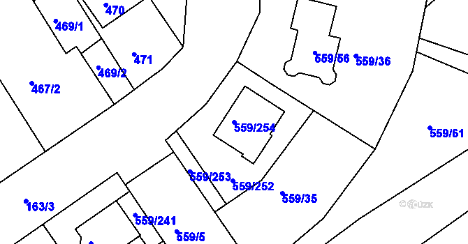 Parcela st. 559/254 v KÚ Radostice u Brna, Katastrální mapa