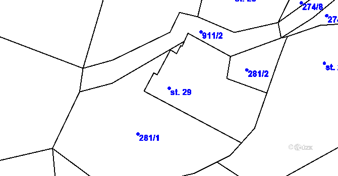 Parcela st. 29 v KÚ Radostín u Sychrova, Katastrální mapa