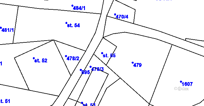 Parcela st. 55 v KÚ Radostín u Sychrova, Katastrální mapa