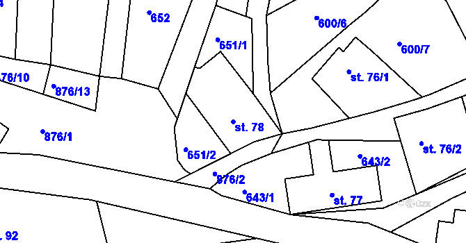 Parcela st. 78 v KÚ Radostín u Sychrova, Katastrální mapa