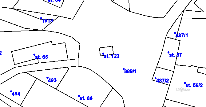 Parcela st. 123 v KÚ Radostín u Sychrova, Katastrální mapa