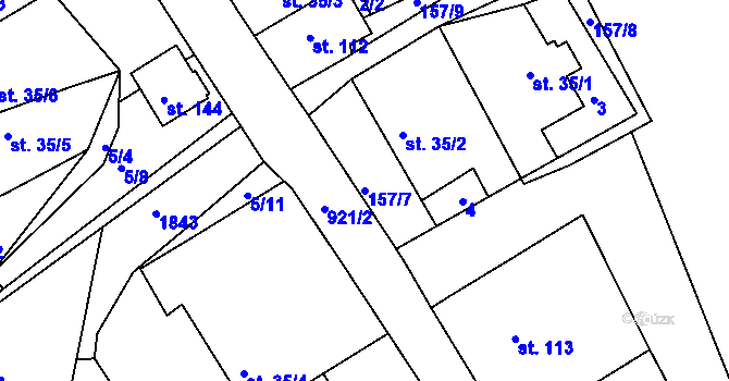 Parcela st. 157/7 v KÚ Radostín u Sychrova, Katastrální mapa