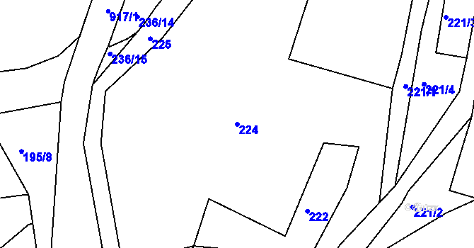 Parcela st. 224 v KÚ Radostín u Sychrova, Katastrální mapa