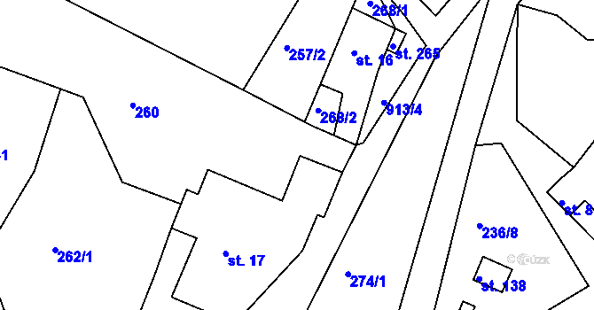 Parcela st. 269/2 v KÚ Radostín u Sychrova, Katastrální mapa