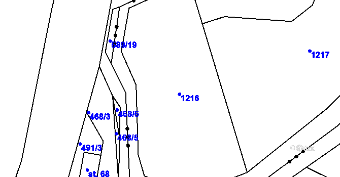 Parcela st. 867/21 v KÚ Radostín u Sychrova, Katastrální mapa