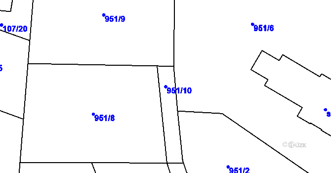 Parcela st. 951/10 v KÚ Radostín u Sychrova, Katastrální mapa