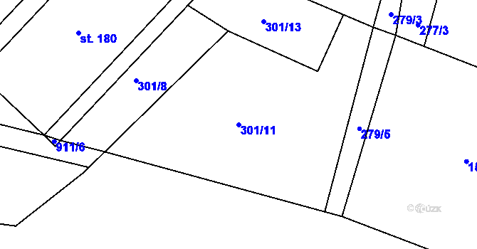 Parcela st. 301/11 v KÚ Radostín u Sychrova, Katastrální mapa