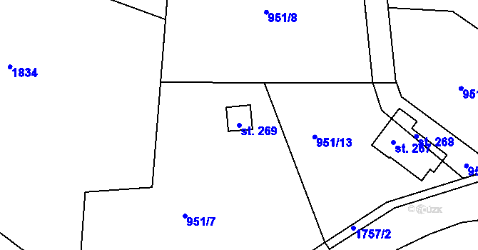 Parcela st. 269 v KÚ Radostín u Sychrova, Katastrální mapa