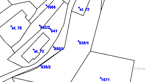 Parcela st. 638/1 v KÚ Radostín u Sychrova, Katastrální mapa