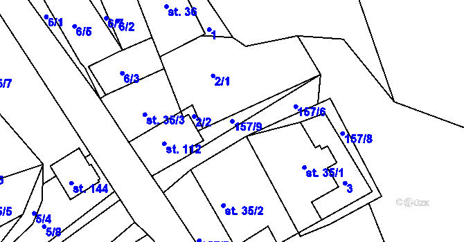 Parcela st. 157/9 v KÚ Radostín u Sychrova, Katastrální mapa