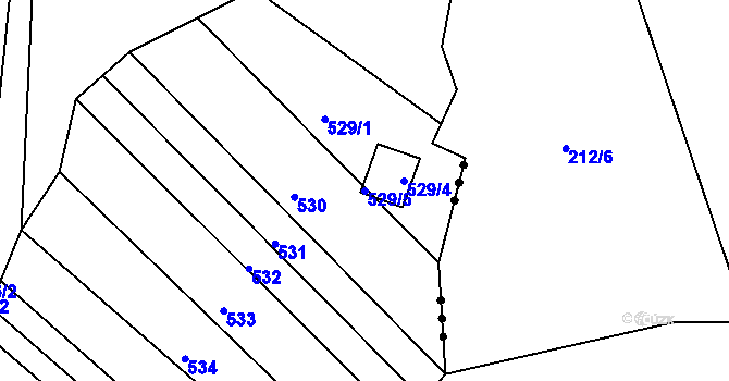 Parcela st. 529/5 v KÚ Radostín u Havlíčkova Brodu, Katastrální mapa